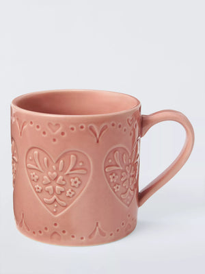 John Lewis Embossed Heart Stoneware Mug 320ml