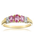 The Diamond Store yellow gold pink sapphire diamond ring (British brand)