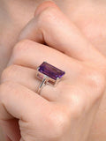 The Diamond Store 9K White Gold Amethyst Diamond Ring (British brand)