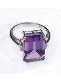 The Diamond Store 9K White Gold Amethyst Diamond Ring (British brand)