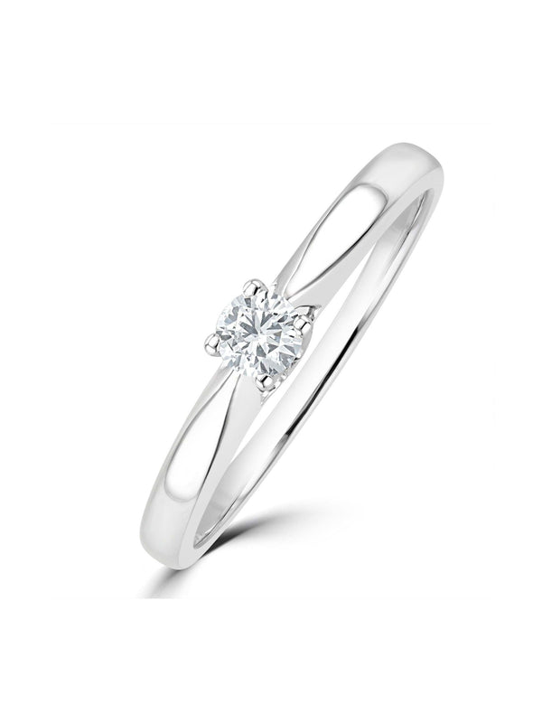 The Diamond Store lab diamond engagement ring 9K white gold solitaire 0.15ct H/Si