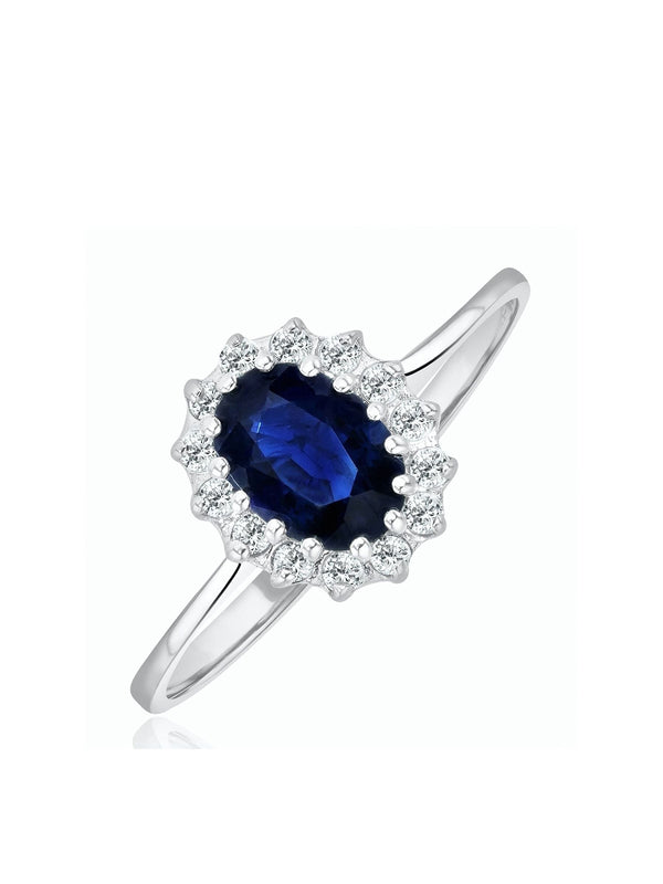 The Diamond Store 9K White Gold Sapphire And Diamond Ring 0.95ct