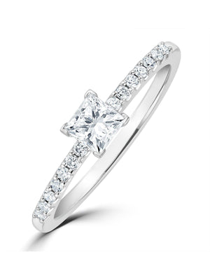 The Diamond Store Princess Cut Diamond Engagement Ring 9K White Gold 0.25ct