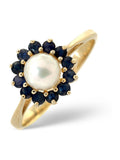 Diamond Store gold pearl sapphire ring (British brand)