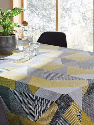 Catherine Lansfield Ochre Yellow Larsson Geo 100% Cotton Tablecloth 137x178cm