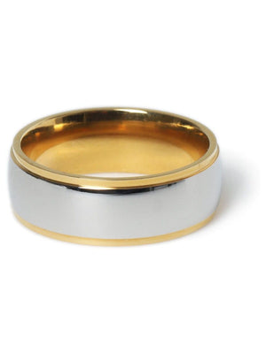 Silver Tone Stainless Steel Two Tone Band Ring Jewelry Accessory