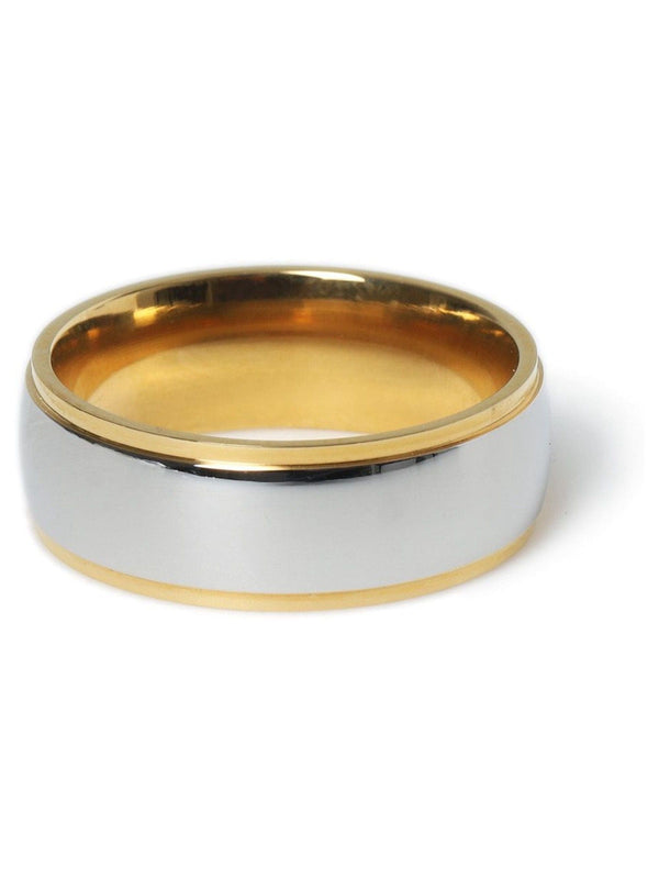 Silver Tone Stainless Steel Two Tone Band Ring Jewelry Accessory