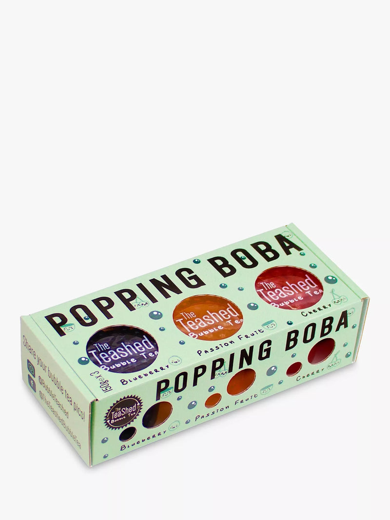 The Tea Shed popping boba pearls 3x150g, imported from the UK