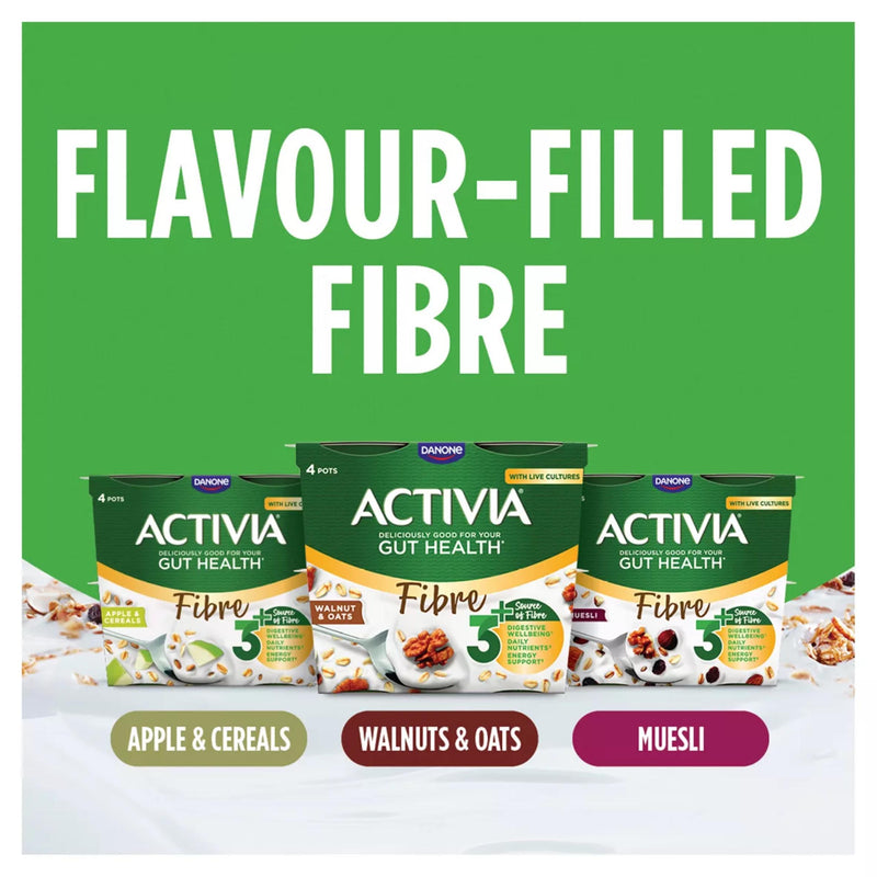 Activia Fibre Walnut & Oat Gut Health Breakfast Yoghurt Multipack 4 x 115g