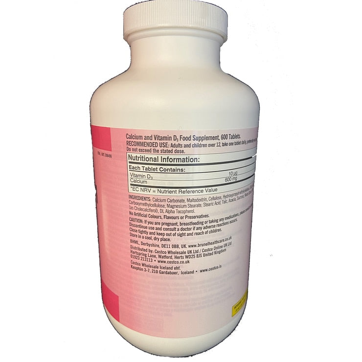 Kirkland Signature Calcium & Vitamin D3 600 tablets, UK version