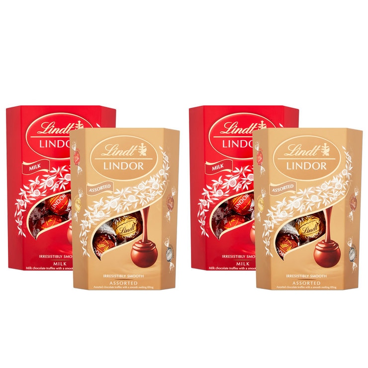 Lindt Lindor milk chocolate truffles 4 x 200g gift box, imported from the UK
