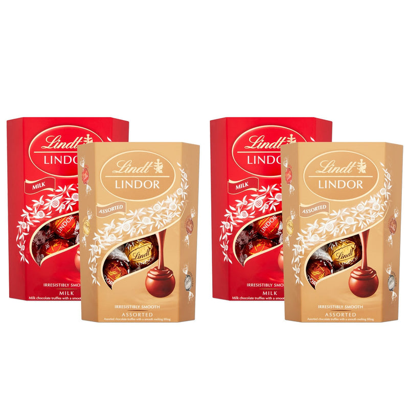 Lindt Lindor milk chocolate truffles 4 x 200g gift box, imported from the UK