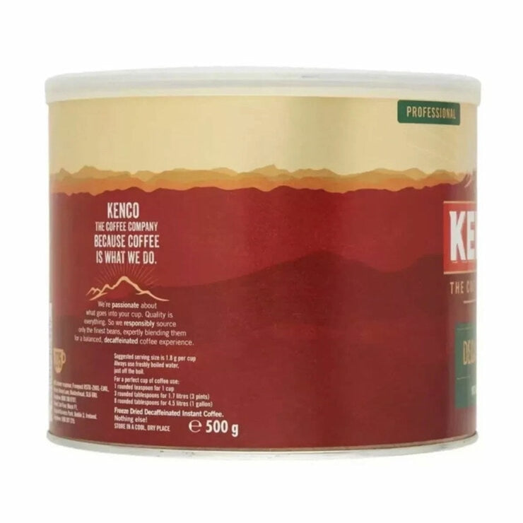 Kenco decaffeinated instant coffee granules 500g, imported from the UK
