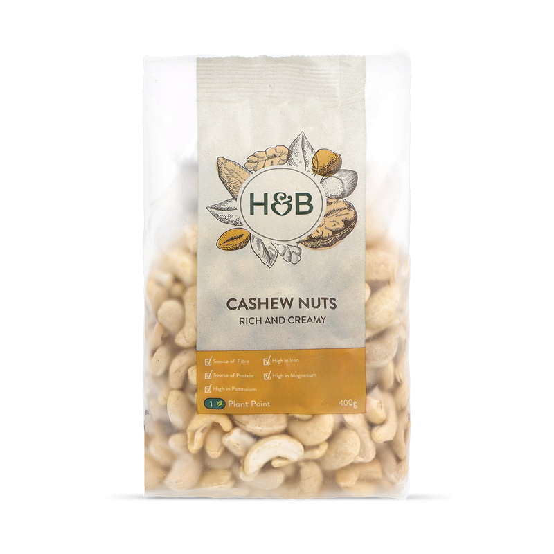 Holland & Barrett cashew nuts whole 400g, imported from the UK