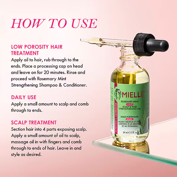Mielle Rosemary Mint Scalp & Hair Strengthening Oil Light 59ml, UK version