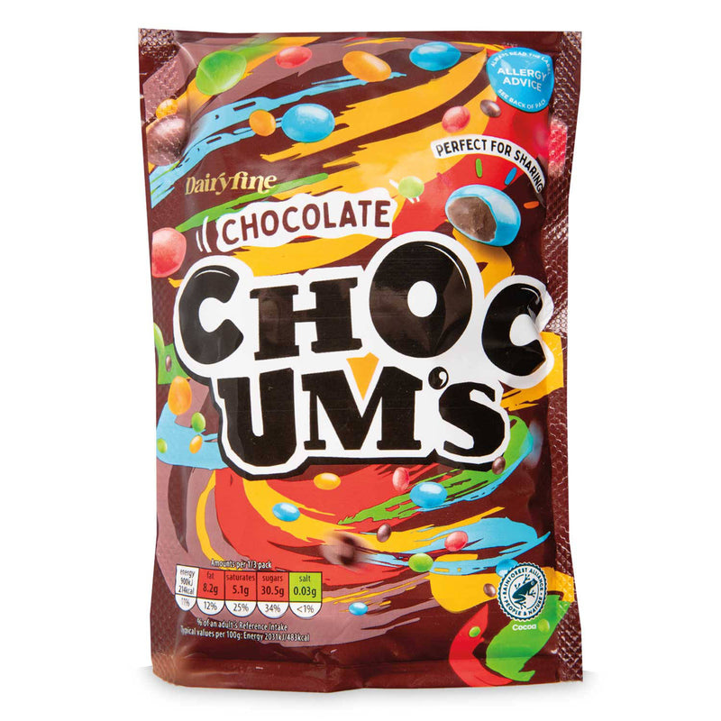 Choc Um's chocolate bar packaging , imported from the UK