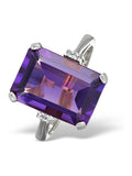 The Diamond Store 9K White Gold Amethyst Diamond Ring (British brand)
