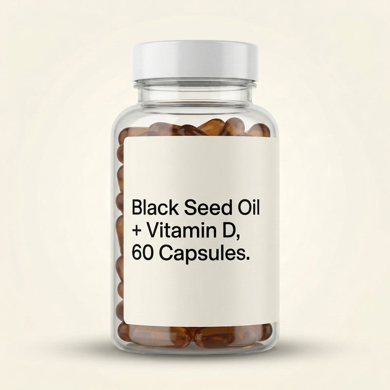 Holland & Barrett Black Seed Oil + Vit D 60 Capsules - British product